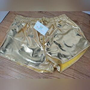 Women's Metallic Shiny Shorts 70s/80s/90s Sparkly Rave Yoga Hot Pants Glitter...